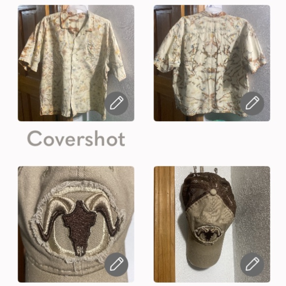 Tommy Bahama button-up XXL💯%silk+cap matching color w ram rack